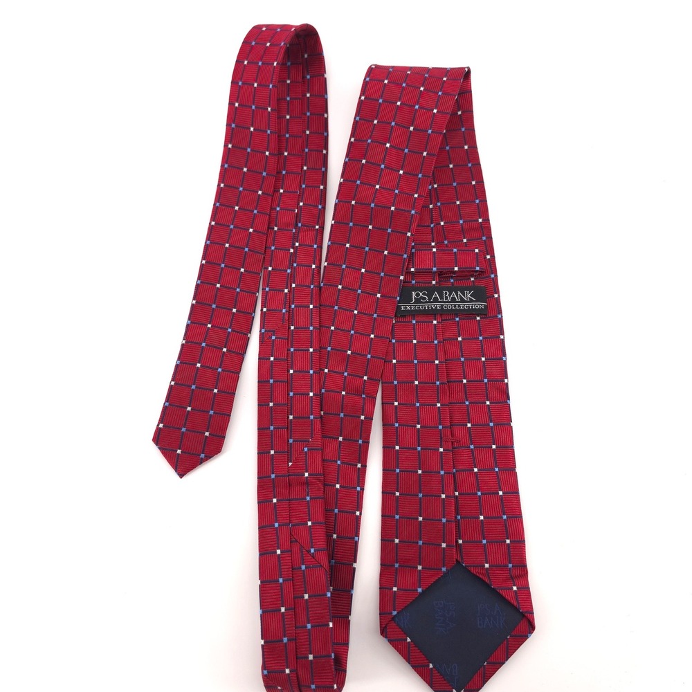 Jos. A. Bank Mens Tie Silk Red Geometric Square Executive Collection Necktie - Picture 5 of 6